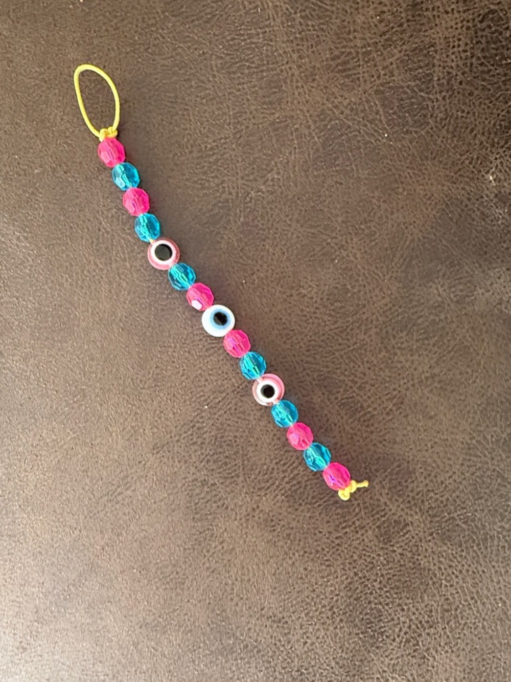 Kids Beaded keychain for bags or what u like  - Pink & Blue with Yellow Accent